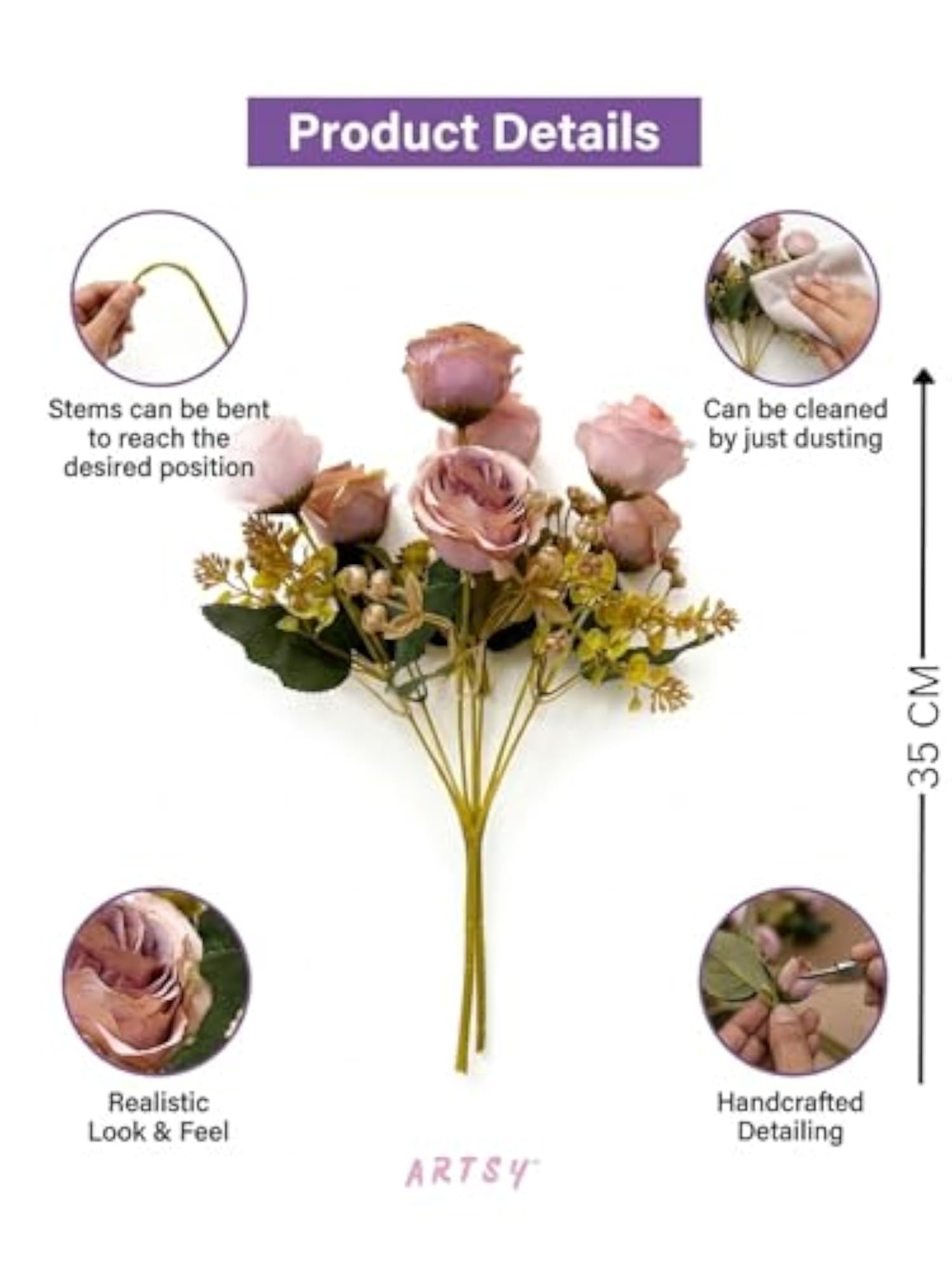 Artificial Rose Flower Bunch, Pack of 1